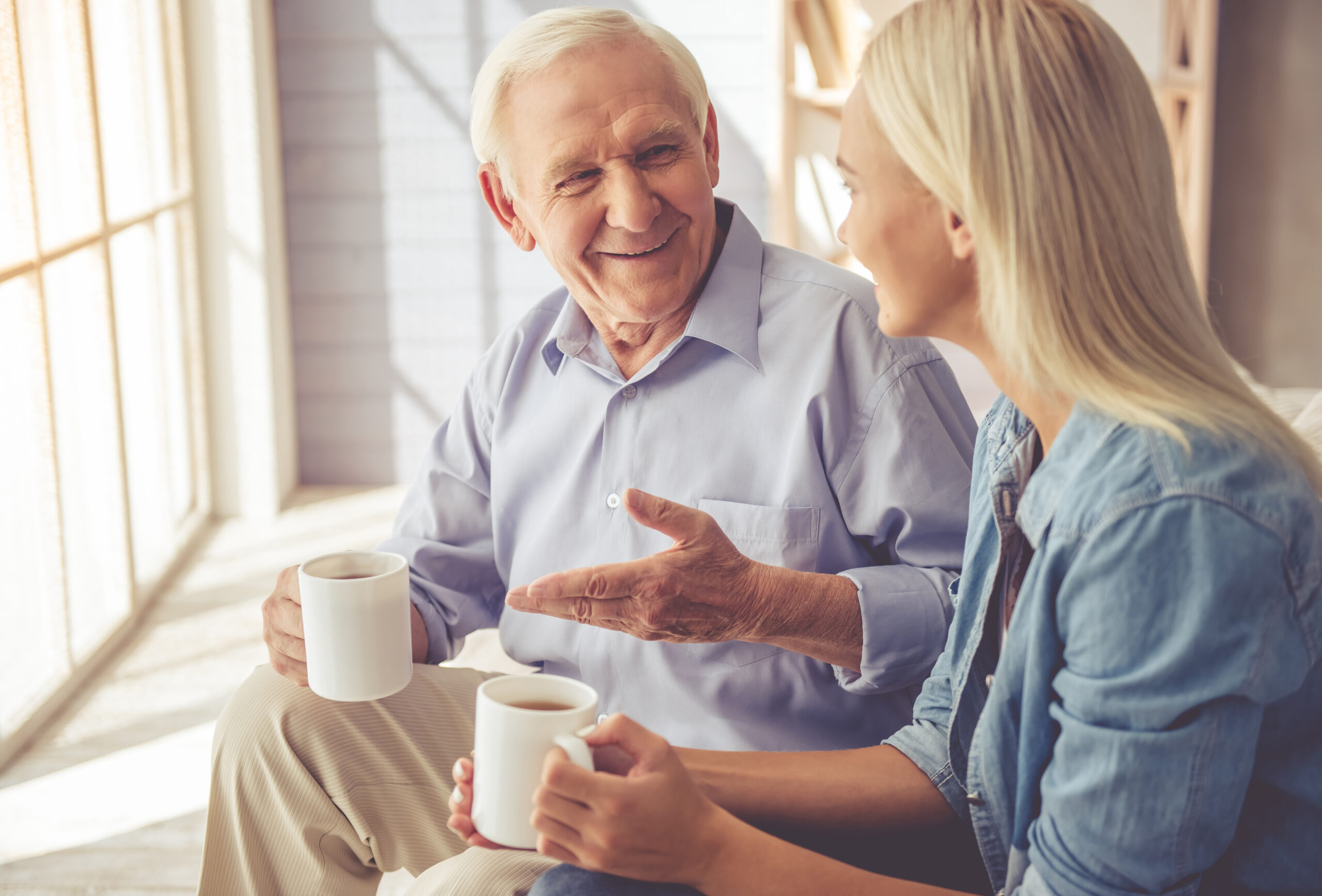 Handsome,Old,Man,And,Beautiful,Young,Girl,Are,Drinking,Tea, In-Home Care in Dallas